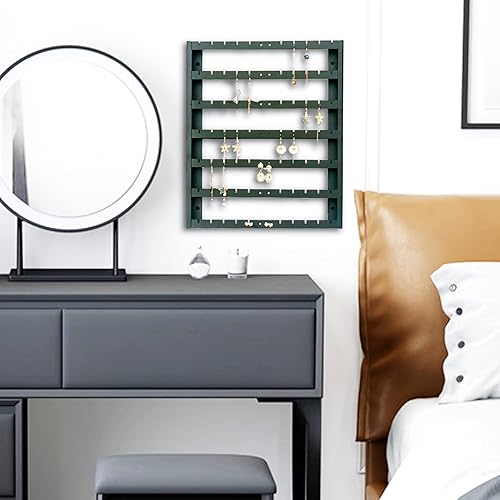 Miniatura 3 de Organizador de aretes de 7 capas, almacenamiento de aretes de oreja montado en la pared, organizador de aretes de metal negro de gran capacidad para
