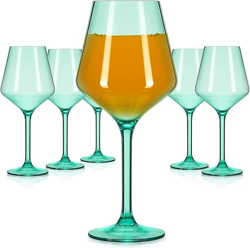 Gandeer 6 copas de vino con tallo de 15 onzas, vasos acrílicos de cristal, reutilizables, irrompibles, elegantes copas de vino, regalos para mujeres disponible en Yaxa Colombia