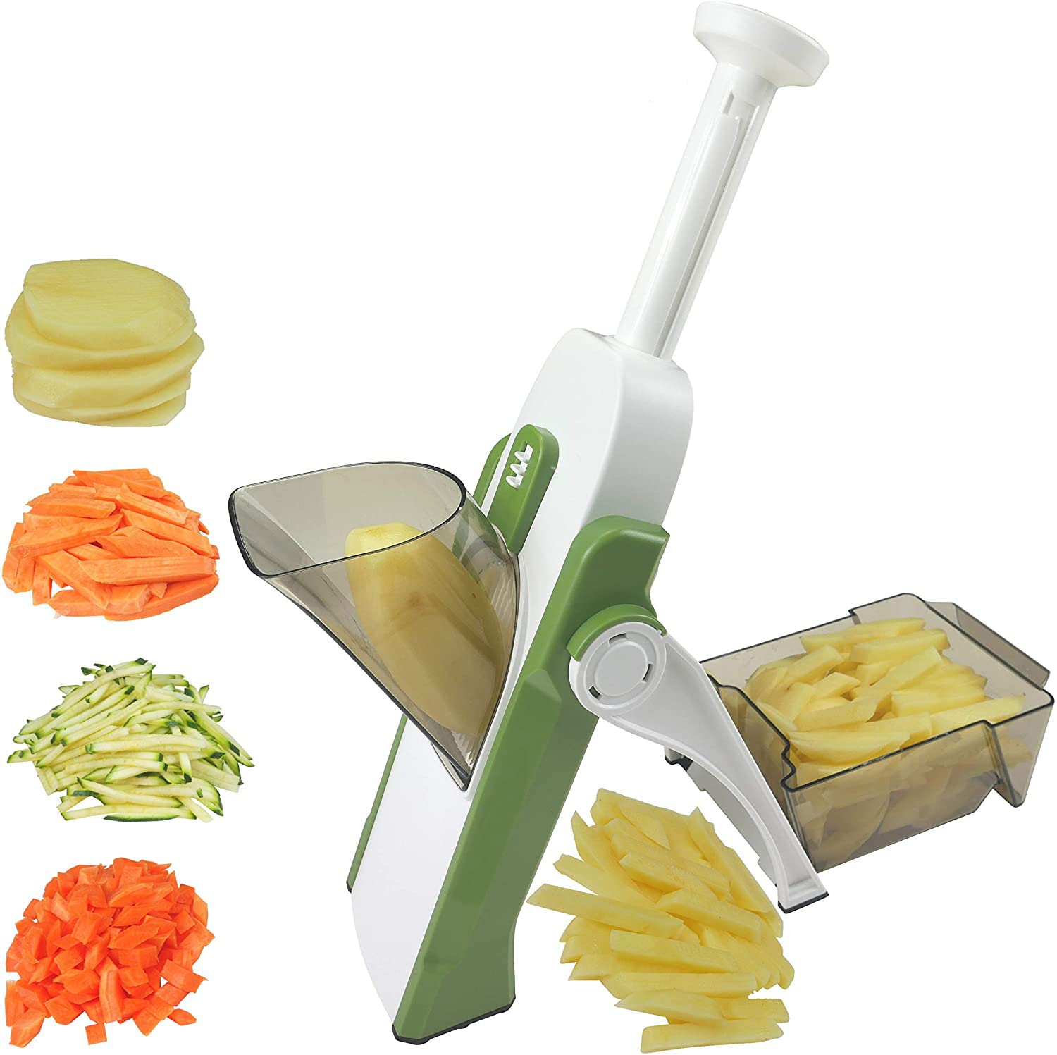 Multifunctional Vegetable Cutter - Stainless Steel Blades, Manual Food Slicer for Chefs and Home Use (Green)