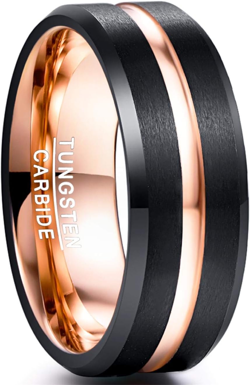 - Tungsten Ring for Men Women Wedding Bands 4/6/8/10mm Width Multicolor Available Groove Beveled Edges Engraved I Love You Size 4 to 17