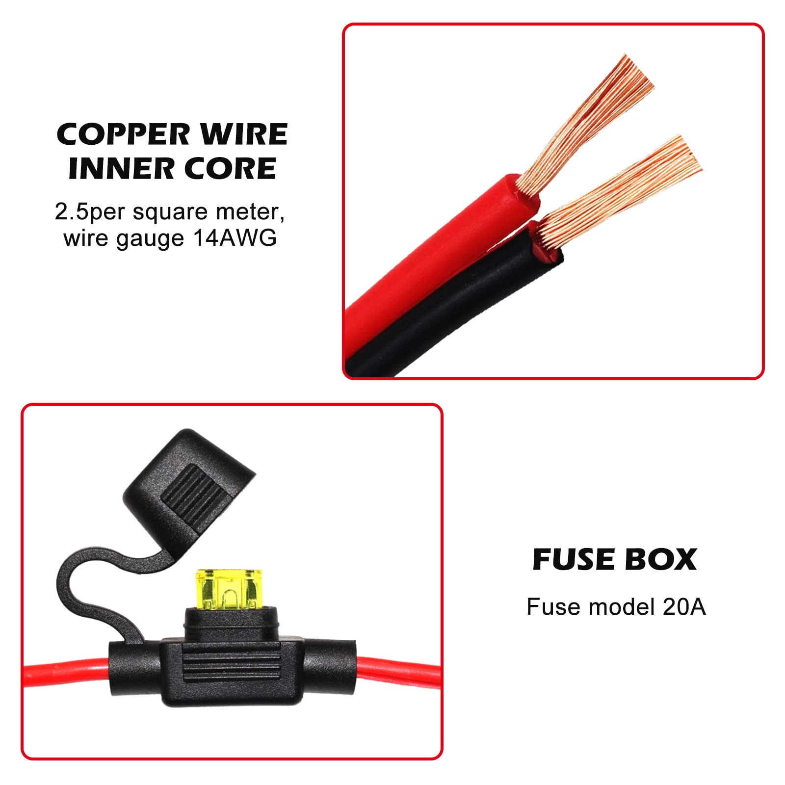 Presa Accendisigari con Cavo Prolunga 1.2m/3 Metro,con 20A/25A Fusibile,Presa Caricatore Auto DC 12V-24V Adattatore Universale Impermeabile per Barca, Auto, Motocicletta