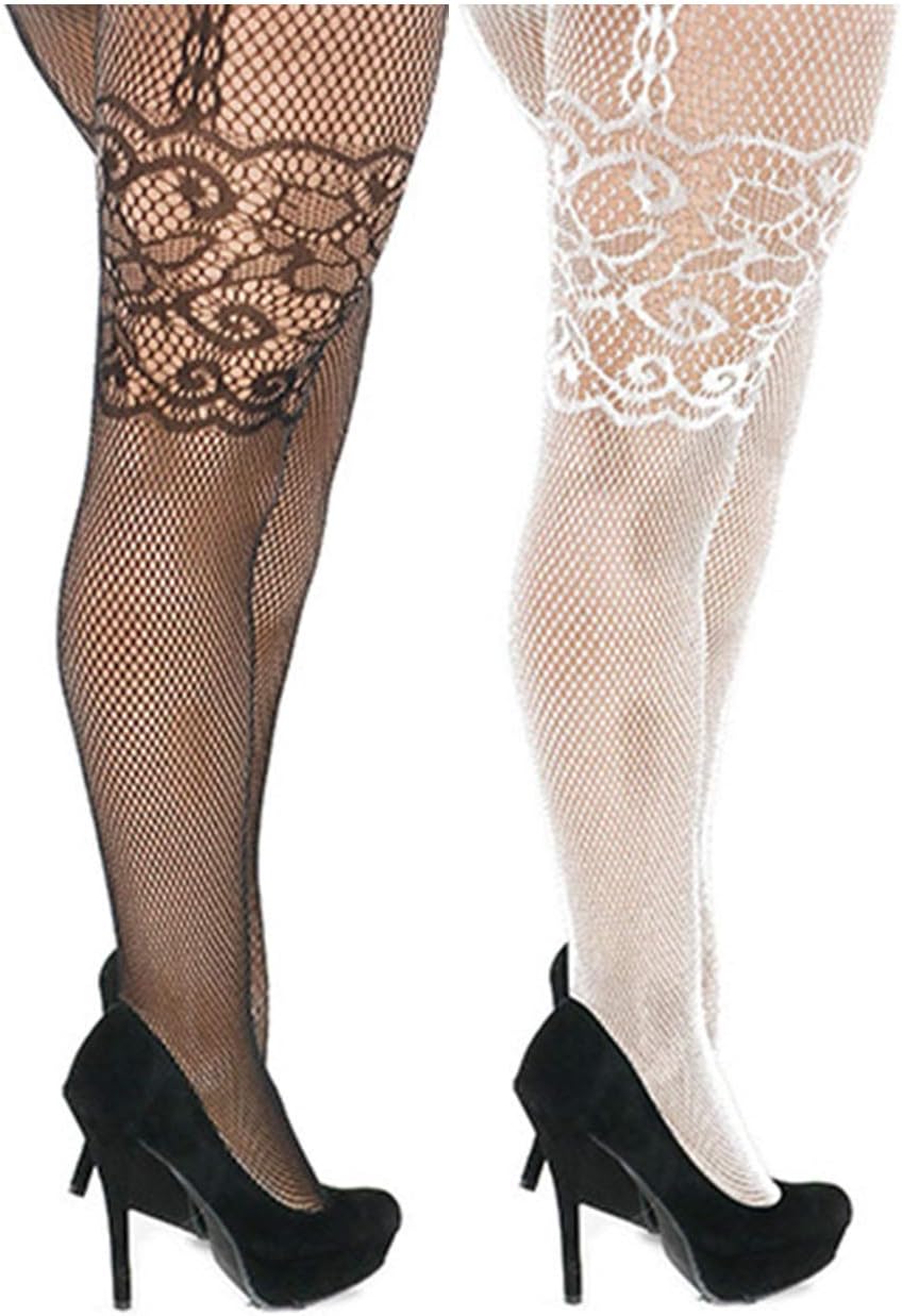 Yulaixuan Womens fishnets Bodysuits Lingerie Bodystocking Stretchy Nightgown 2-Pack (Black&White)