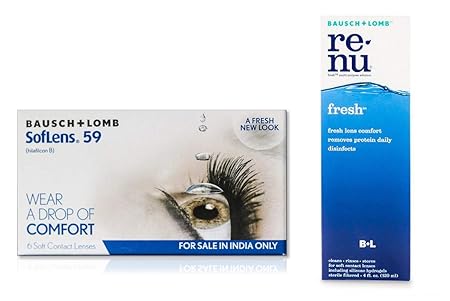Bausch & Lomb Softlens 59 Monthly Disposable Contact Lens With Renu 120ml (-3.50, Clear, 6 Lens Pack) (SL59-Renu120ml-3.50)