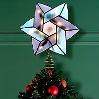 Vista 2 de Kurt Adler - Árbol de Navidad de colores con 10 luces, estrella de David Capiz, 8.5 pulgadas