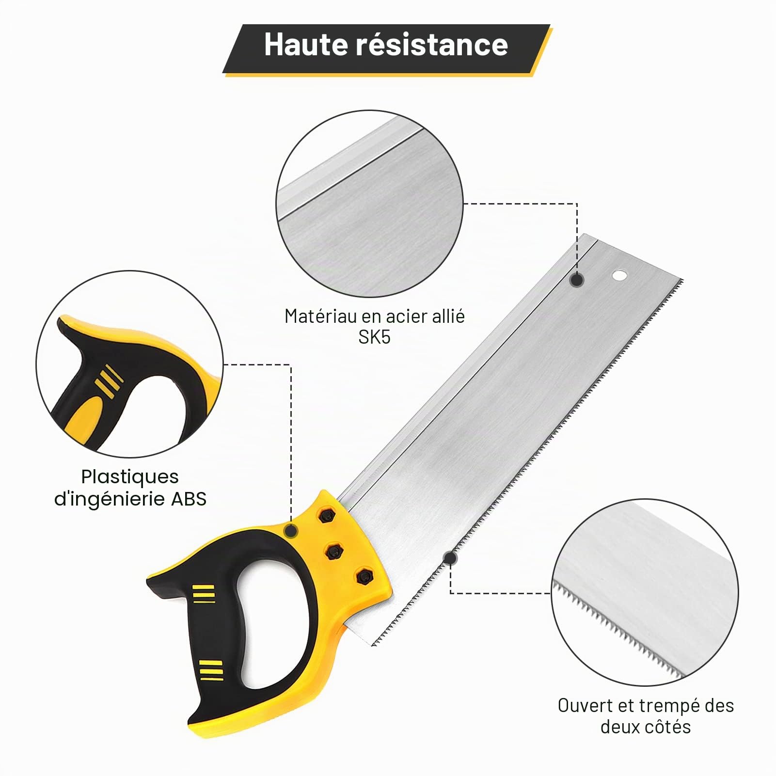 Boîte à onglets avec scie, boîte à onglets avec scie à dos, guide à onglet en plastique avec compartiment de scie, boîte à scie à onglet pour travail du bois, angle de 22,5°, 45°, 90° réglable