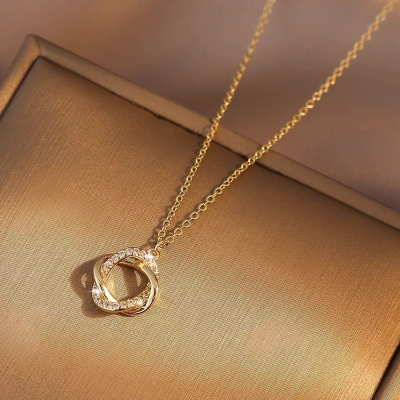 Gold Necklaces for Women 14K Gold Plated Pendant Necklaces for Women Dainty Circle Pendants for Womens Trendy