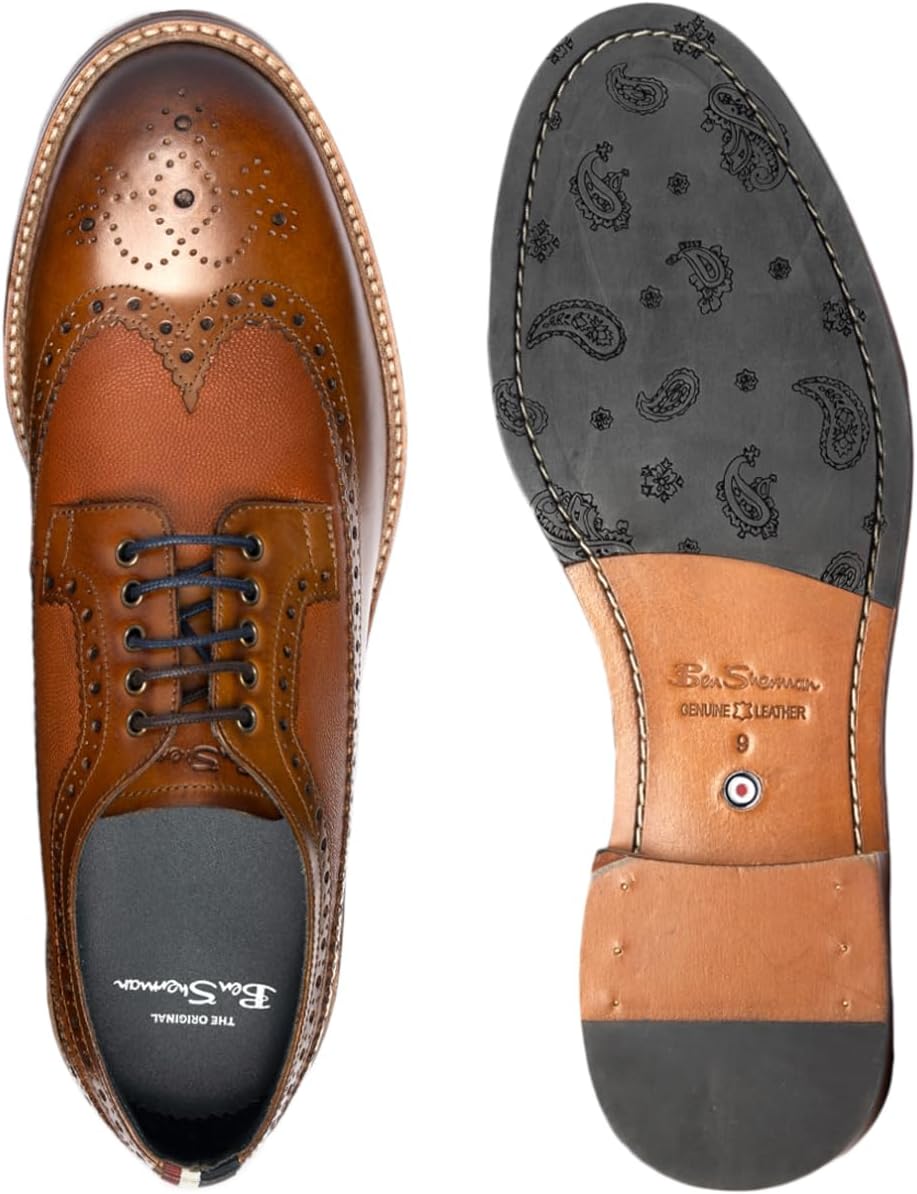 Ben Sherman Archie Brogue Mens Tan Shoes-UK 11 / EU 45