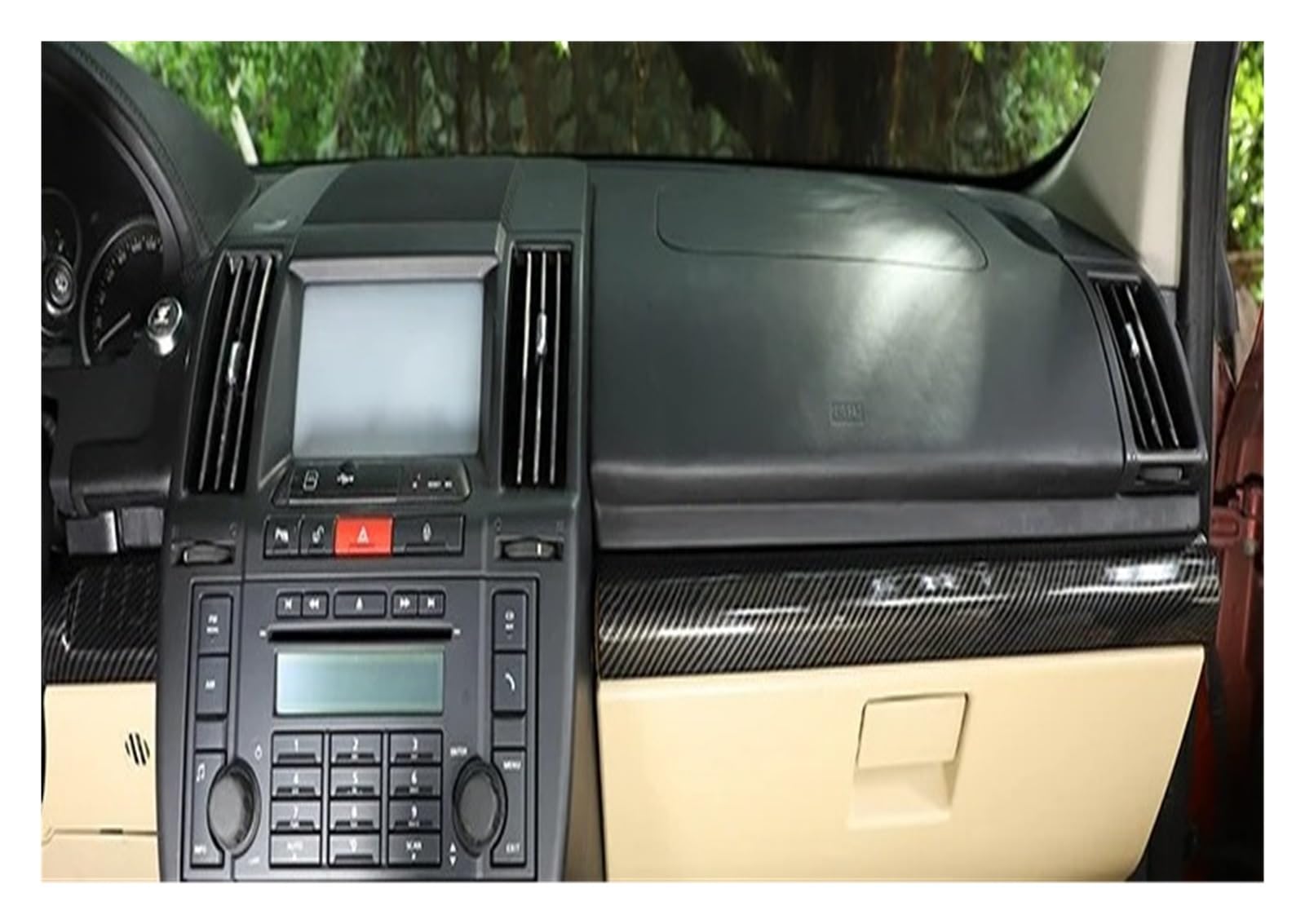 Interior Mouldings for Freelander 2 2007-2015 LHD ABS Center Console Dashboard Cover Car Trim Stickers Car Accessory(Carbon Fiber)
