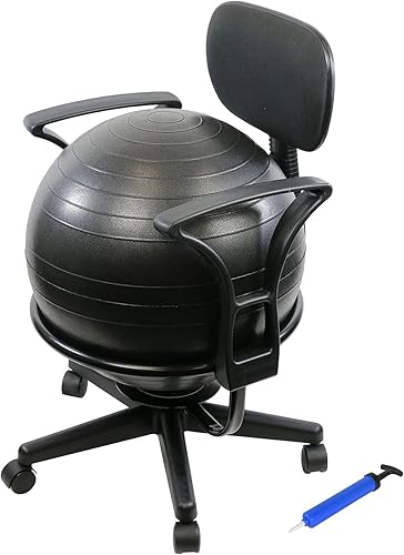 Miniatura 11 de CanDo Silla de bola de metal – Silla de bola de ejercicio ergonómica inflable con bomba de aire para el hogar, la oficina y el aula Rojo