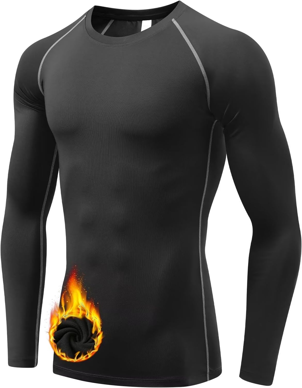 SillictorMens Thermal Top for Ski Hiking Cycling Fleece Lined Winter Base Layer Mens Long Sleeve Quick Dry Compression Underlayer for Football Running,Moisture Wicking Breathable Muscle Support