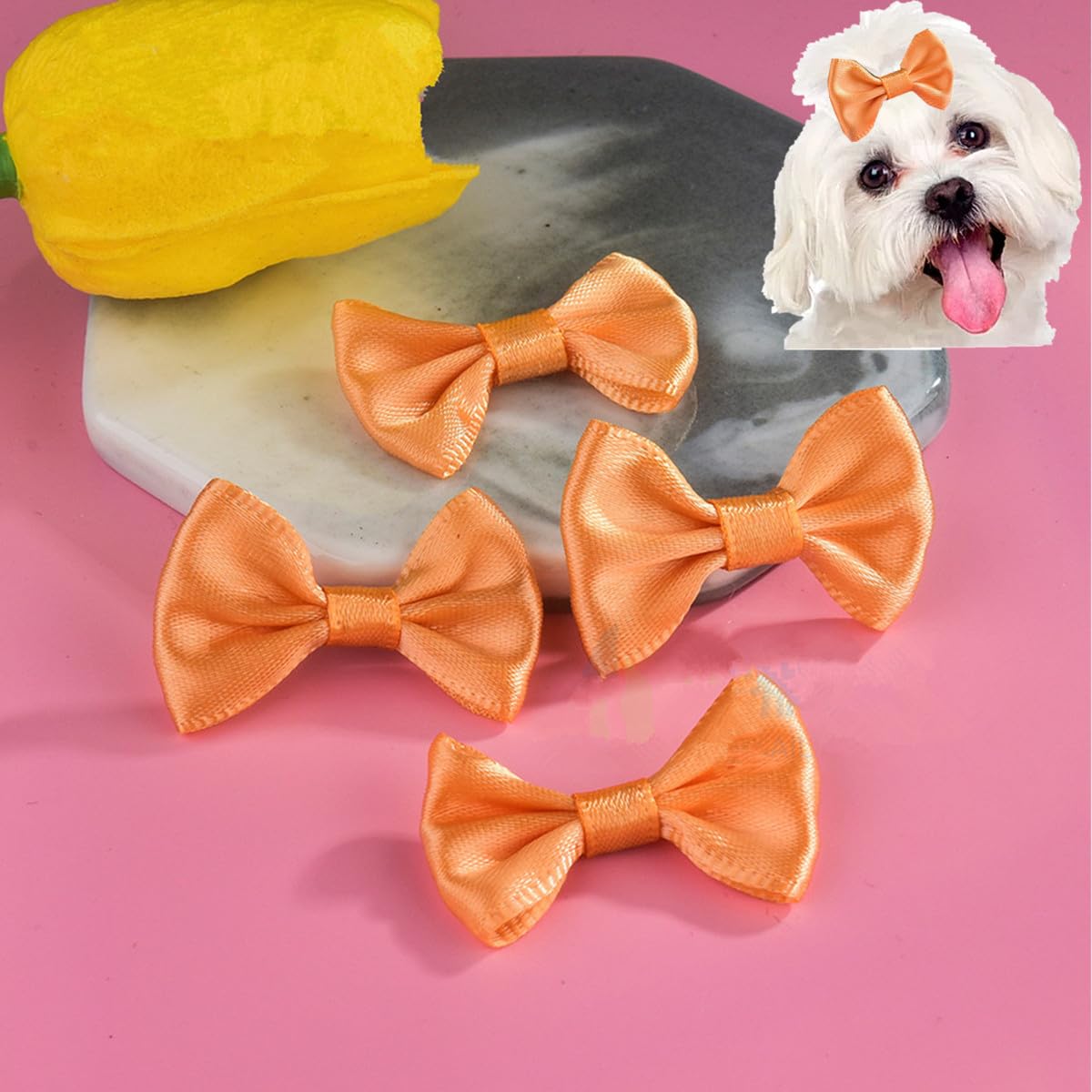 cuhair 5pcs Small Dog Hair Clips,Bow with Clip for Dogs Cats Pets,Puppy,Yorkshire Maltese,Dog Hair Grooming Accessories Bow (orange)
