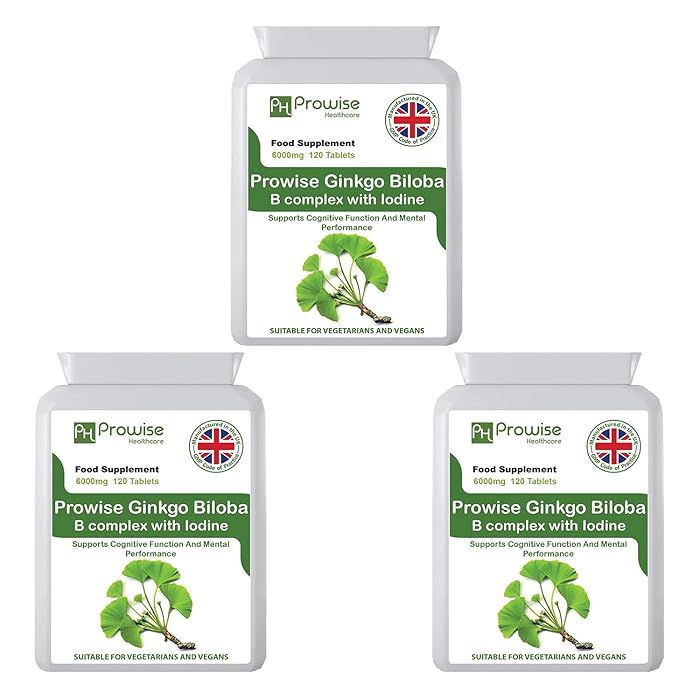 Buy Ginkgo Biloba 6000mg (Pack of 3) with Vitamin B Complex and Iodine
