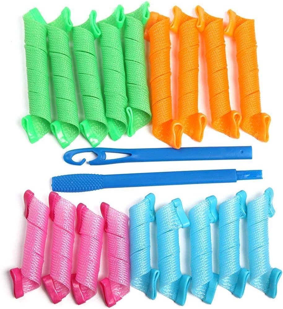 Icerom Hair Curler Rollers with Styling Hooks Corkscrew Flexible Soft Middle Long Hair 18 Pcs (18 PCS)