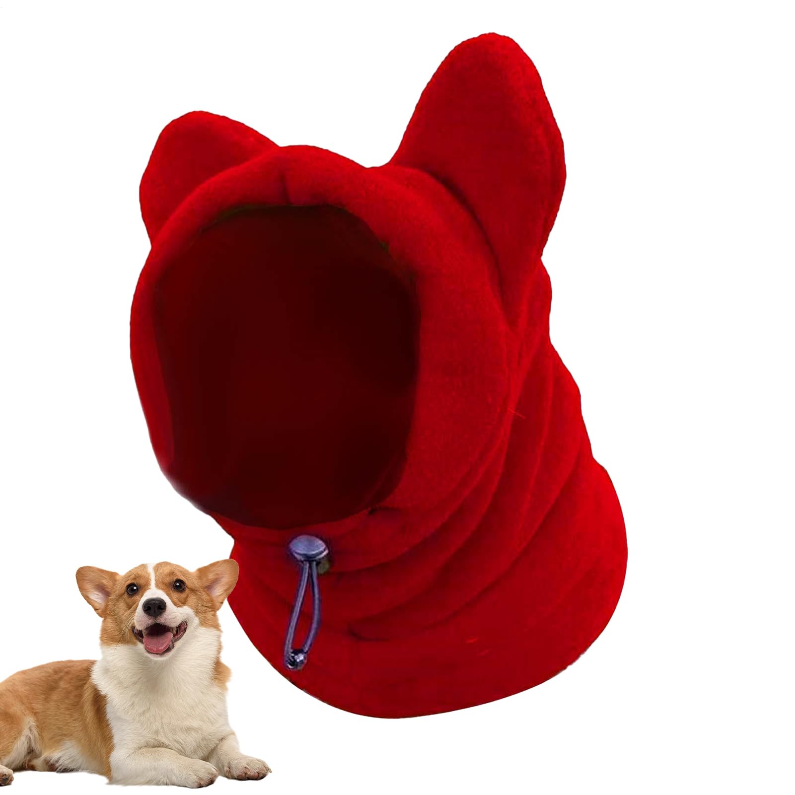 Dog Winter Hat With Ears, Cold Weather Warm Hat, Soft Ears Hoodie Dog Headwear, Adjustable Windproof Fleece Cap, Quiet Ear Wrap Cover Muffs Noise Protection For Pets Walking Hiking Travelling Camping
