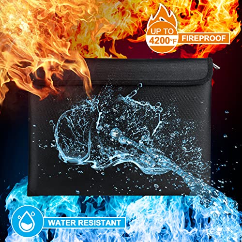 Fireproof Document Bag, Fireproof Money Bag With Zipper, Fire Proof Bag For Documents With 4200°F Heat Insulated, 2 Pack 14.9"X11" & 6.5"X4.9" Waterproof Fireproof Bags For Cash And Documents #TOP4