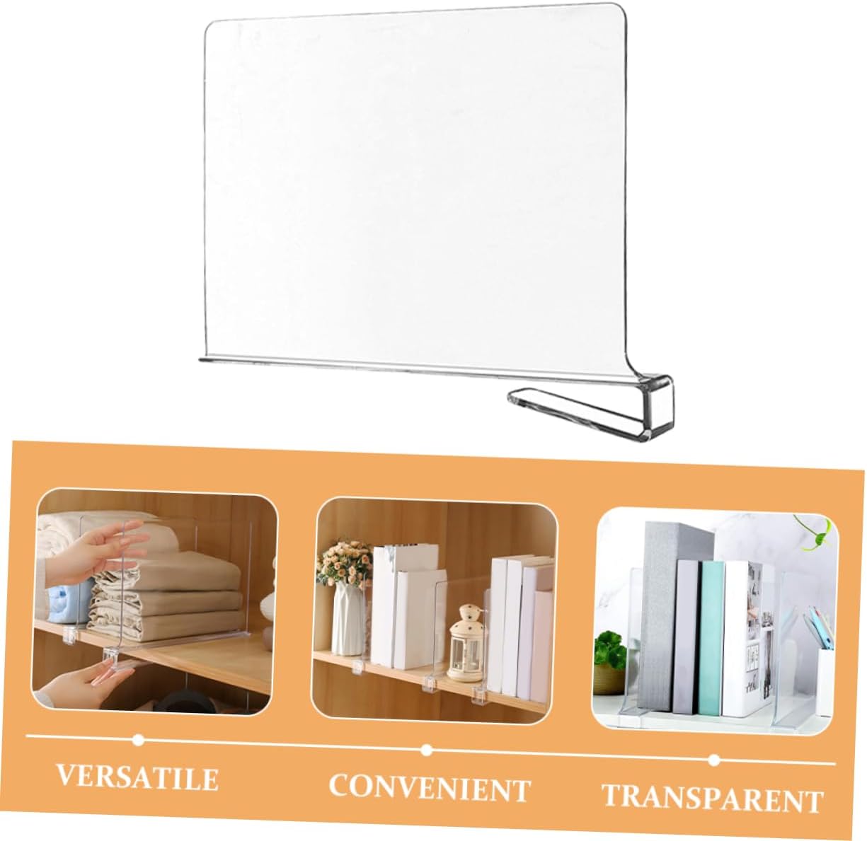 Cabilock 6pcs Clear Shelf Dividers for Closet Organization Easy Install Purse Clothes Separator for Wood Shelves Sturdy Cabinet Storage for Bathroom and Bedroom