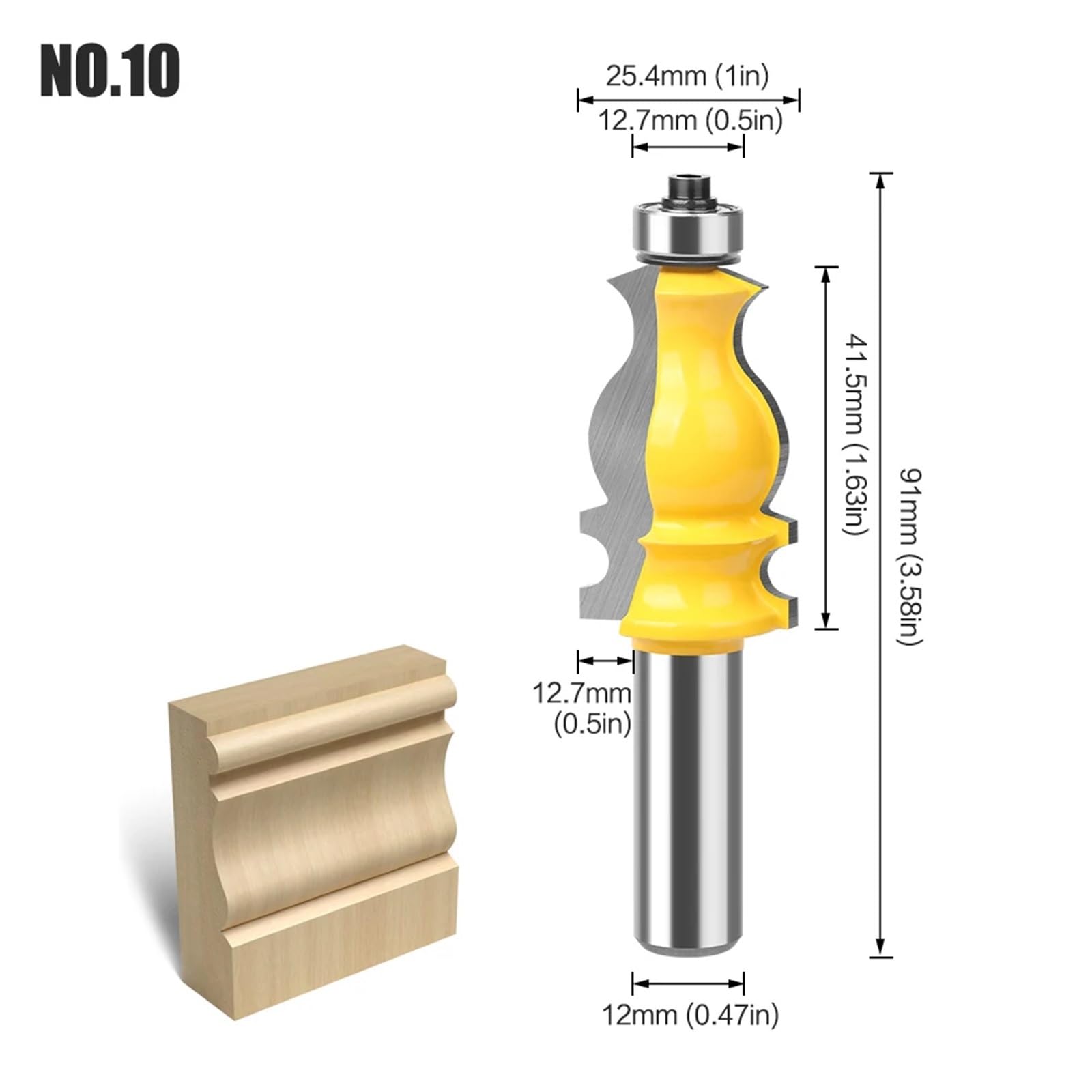 Fresa de vástago de 12 mm, 1 unidad(12mmX25.4mmX91mm)