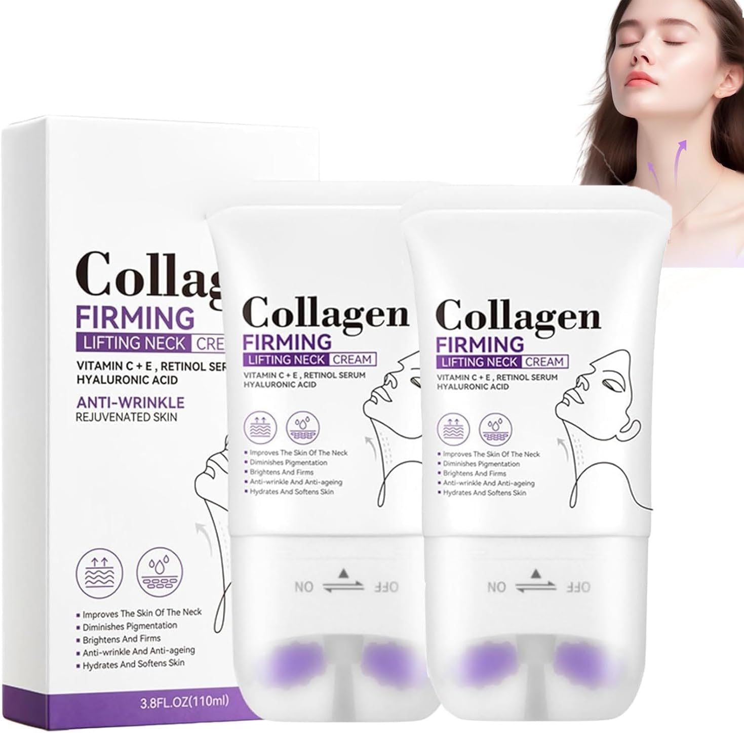 Neck Collagen Cream, Collagen Firming Lifting Neck Cream, Neck Firming Tightening Cream, Anti-Aging Neck Cream for Tightening and Wrinkles on Neck, Firming & Hydrating With Collagen (2)