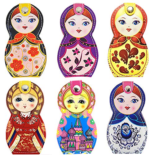 Monique 6Pcs Lovely Japanese Doll Pattern Stainless Steel Personal Manicure Pedicure Set Earpick Nail-Clippers Tweezers Scissors Nail File Random color-1 set
