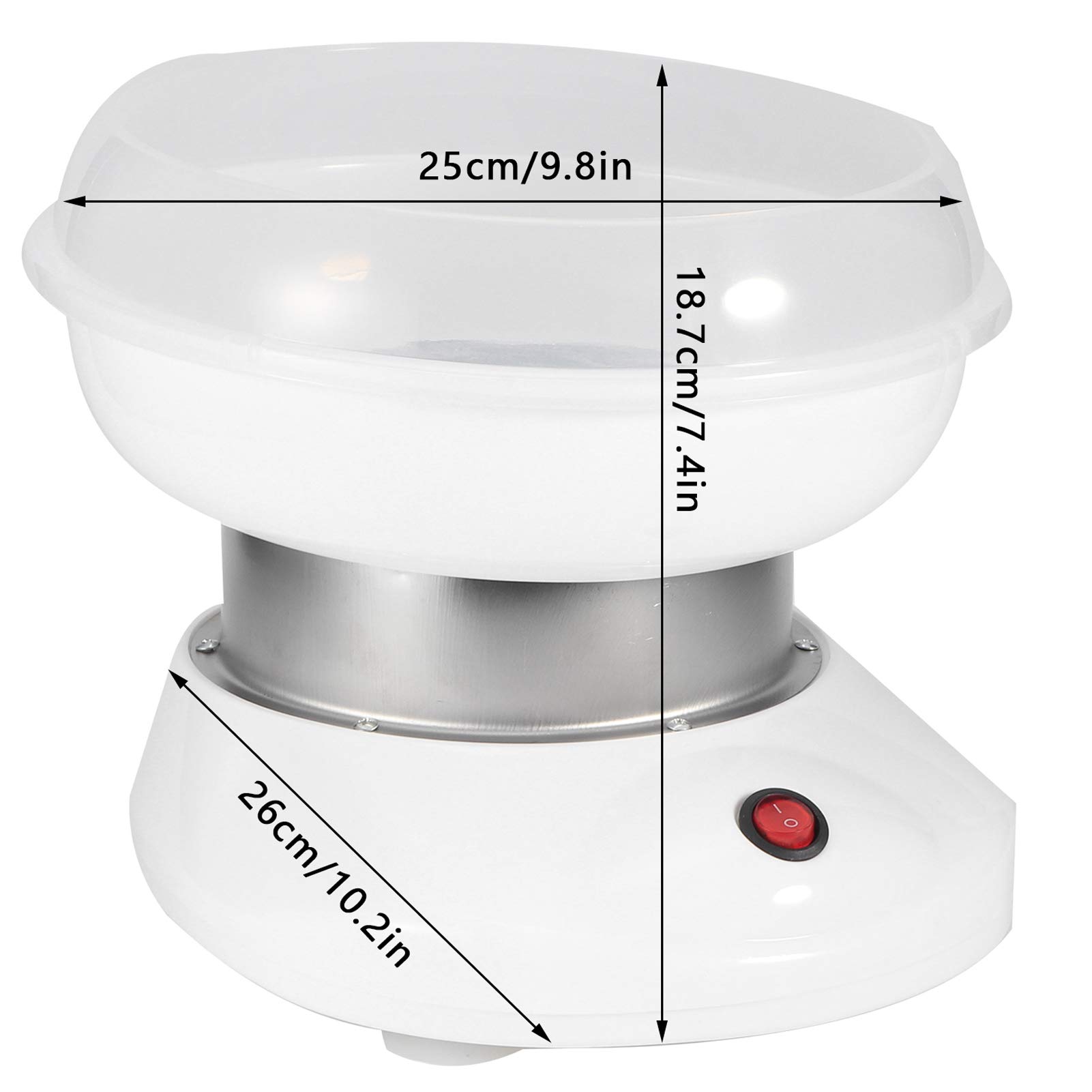 Ymiko Macchina per Zucchero Filato Domestica Macchina per Zucchero Filato, Include Bastoncino e Cucchiaio, Vestito per Duro o Senza Zucchero, Bianco(EU Plug)