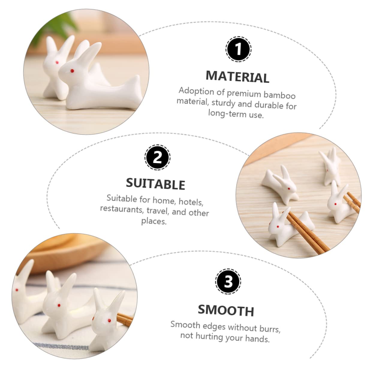 24piezas Soporte De Cerámica para Palillos De Conejo Decorativas para Pascua para Cubiertos como Cucharas y Tenedores Fácil De Limpiar y Usar