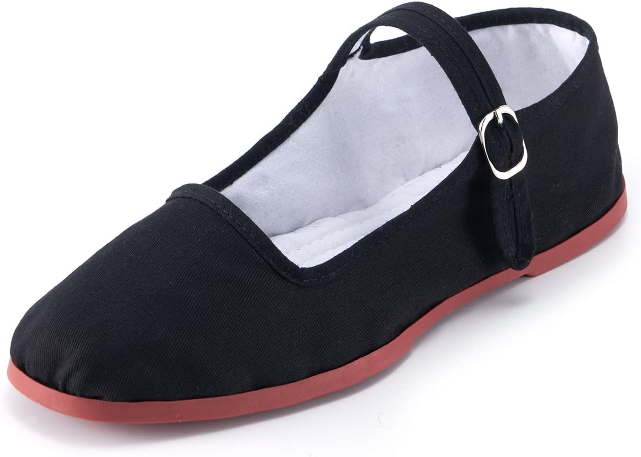 Womens Classic China Flats, Casual China Doll Shoes, Cotton Mary Janes, Chinese Tai Chi Shoes