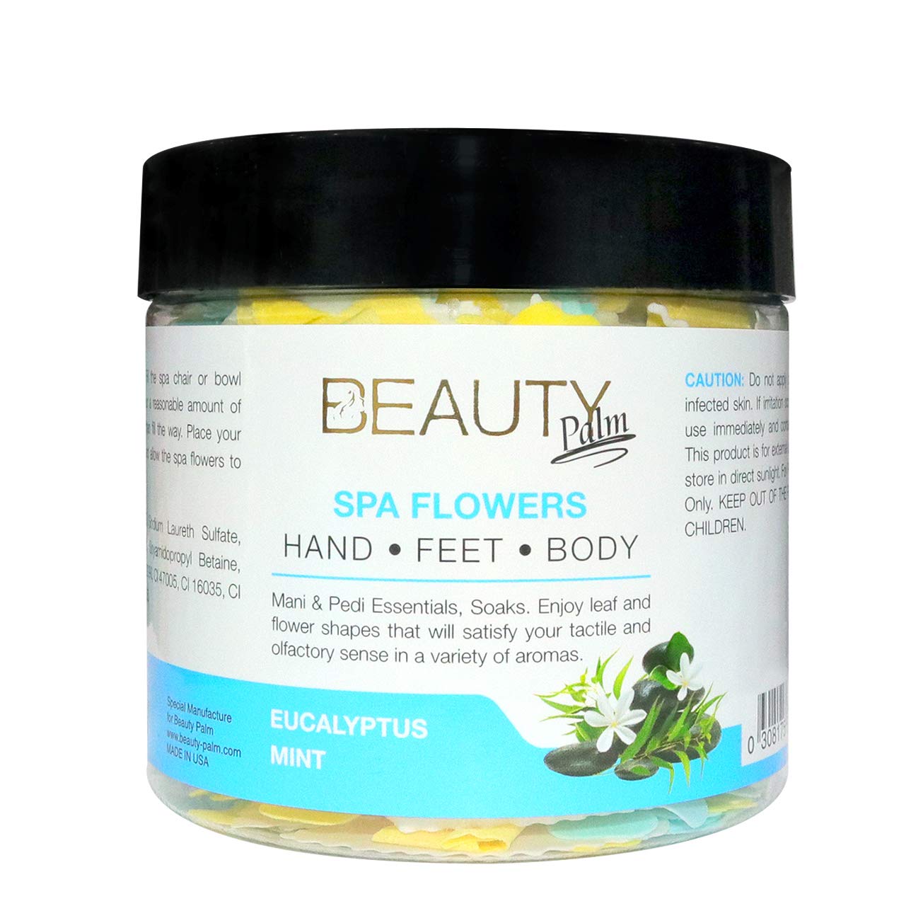 Spa Flower Eucalyptus & Mint | Hand, Feet and Body Care | 175G, for Beauty Salon Professional and Home Care Use, Soaks, Nourishing and Moisturization formula