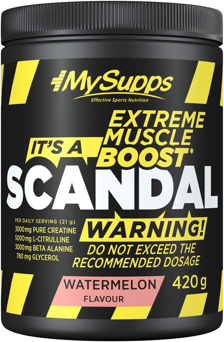 My Supps Scandal Extreme Muscle Pre Workout Trainings-Booster - Wassermelone mit Kreatin, Citrullin, Beta Alanin, Koffein & Tyrosin für Energie - Gym Nutrition Supplement - 20 Portionen 420g