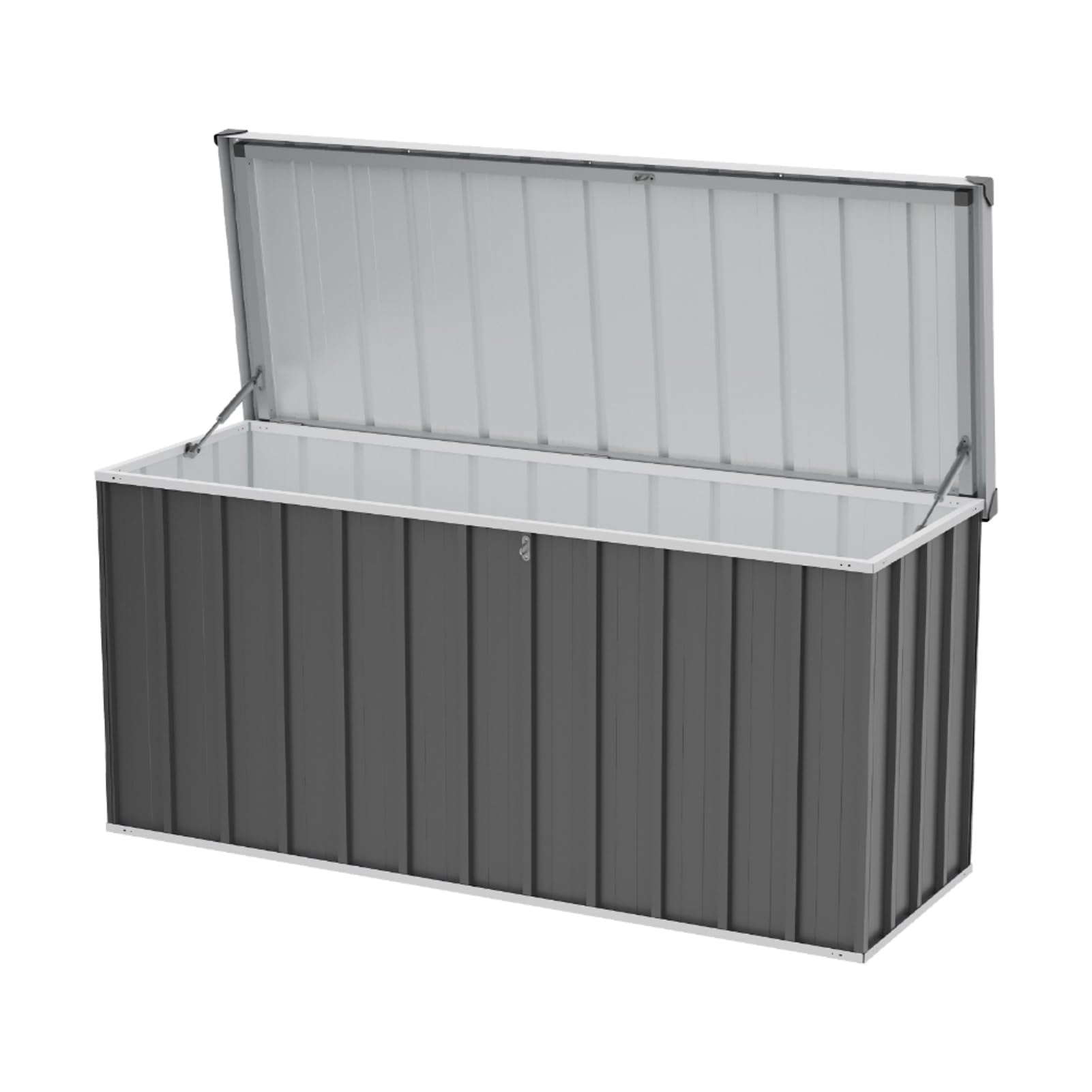DKIEI 600L Metal Garden Storage Box with Password Padlock | Lockable Large Outdoor Storage Box Waterproof, XXL Outside Garden Boxes for Cushions, Tools, Equipment, 156x61x75 cm, Carbon Black