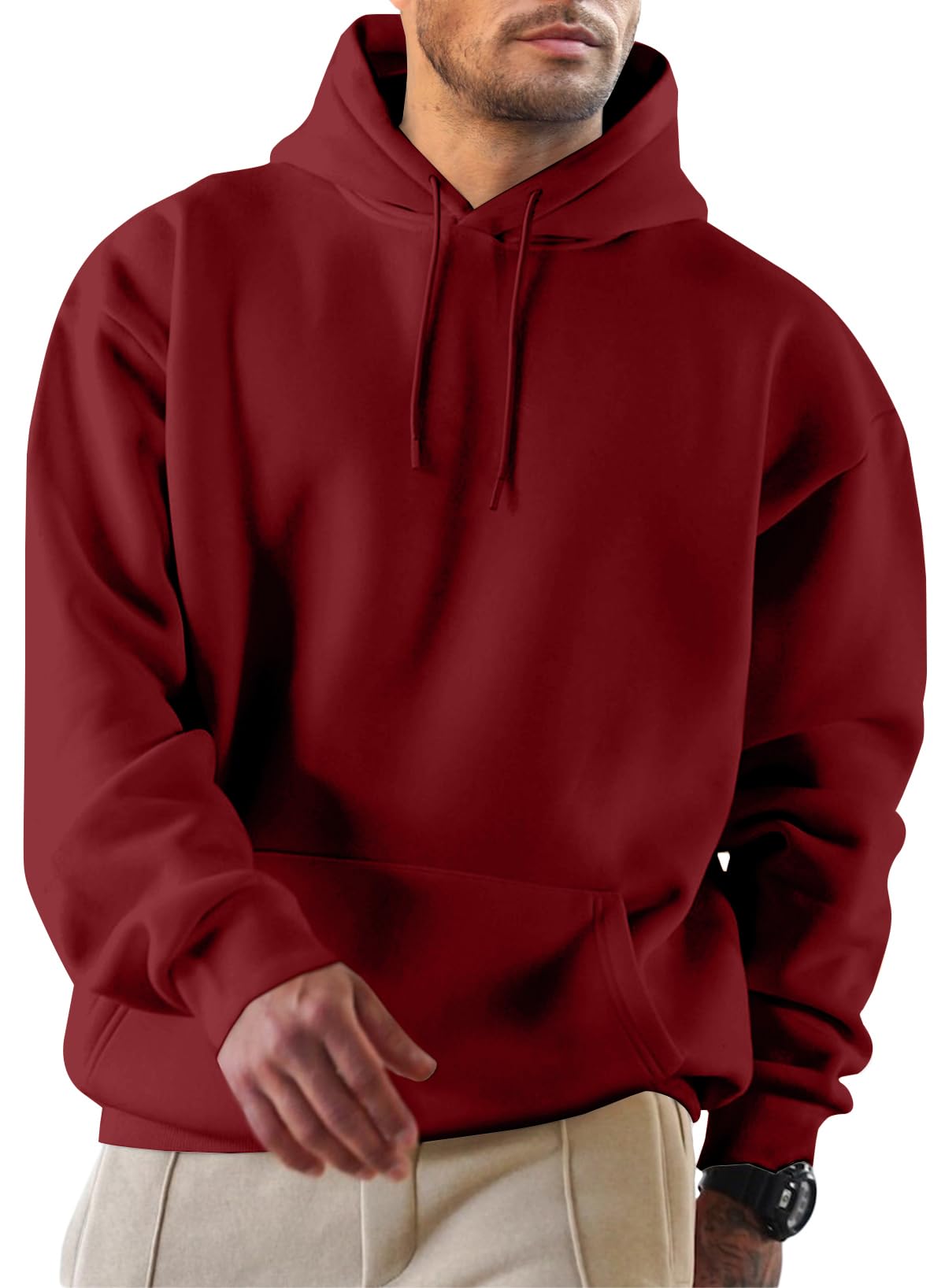 JMIERR Hoodie Herren Freizeit Pullover mit Taschen Winter Warm Langarm Kordelzug Sweatshirt Männer Baumwolle Kapuzenpullover