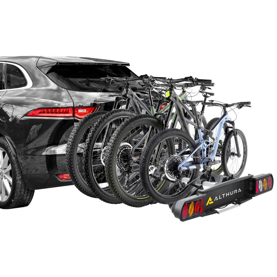 ALTHURA Portabici da Gancio Traino BLUR 4 Biciclette | Carico Max 60kg | Inclinazione Pedale | Omologato Europeo