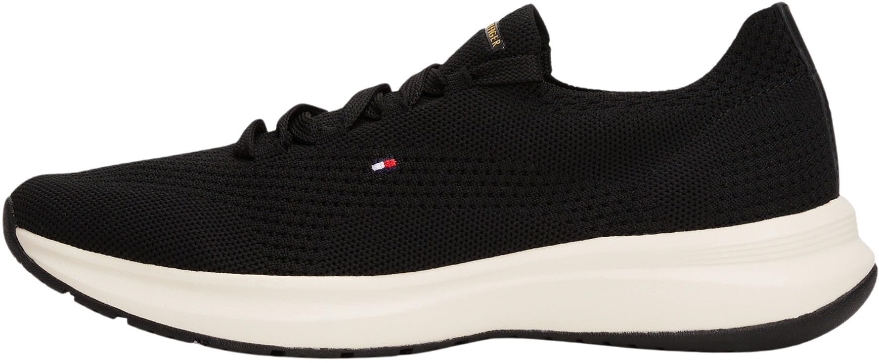 Tommy Hilfiger Women’s Knit Low Top Runner Trainers, Black (Black), 6.5