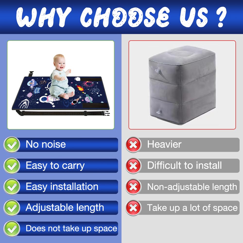 Letto a forma di aeroplano, letto per bambini, con design antiscivolo e adesivi, letto per bambini, estensore per sedile aereo, essenziale da viaggio per bambini (blu)