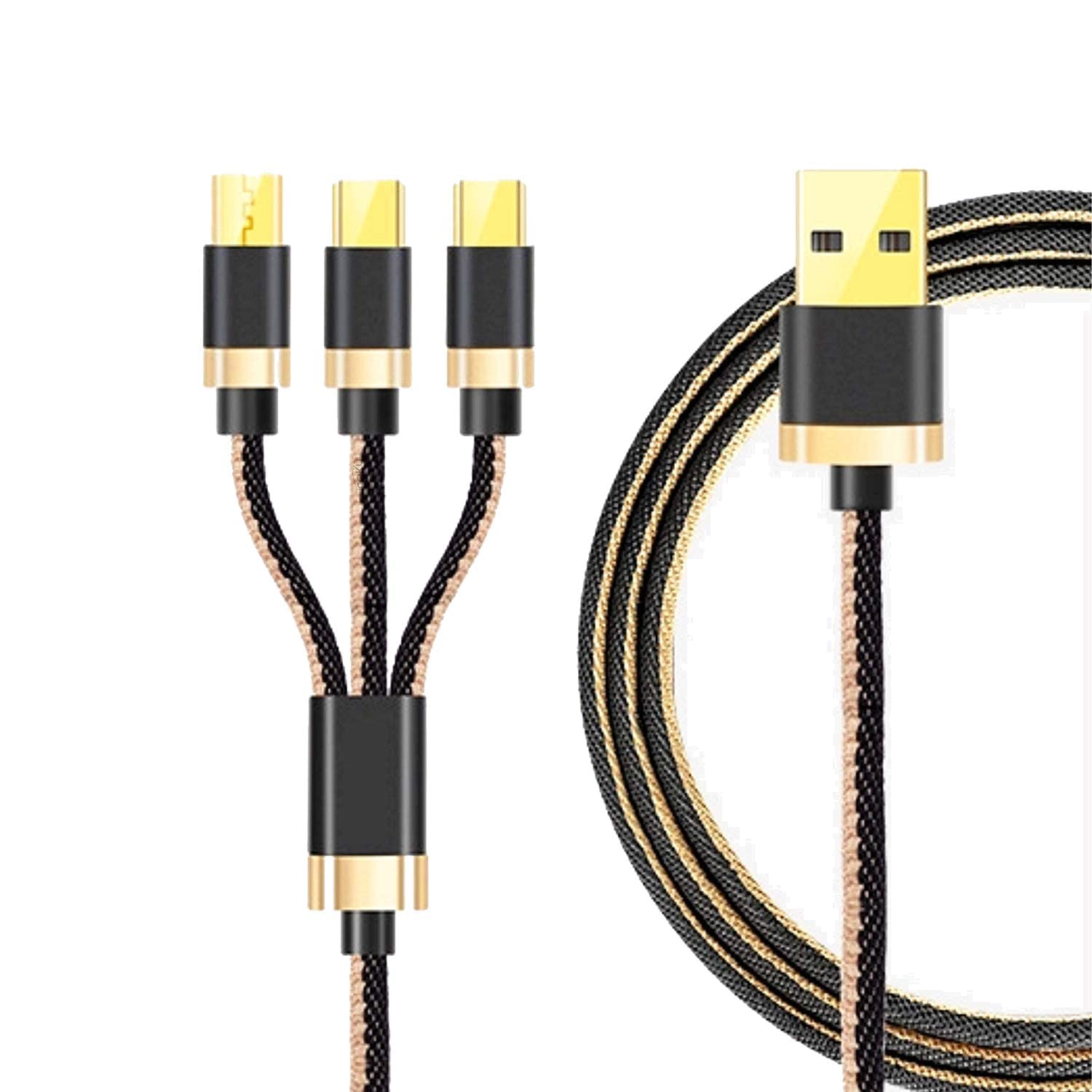 Placehap 3 Amp 3 in 1 Nylon Braided Multi Charging Cable Multiple USB Phone Charger Cord Type C/Micro USB & iOS Connector (Multicolour) (B09RB7GKLB) Amazon Price History, Amazon Price Tracker