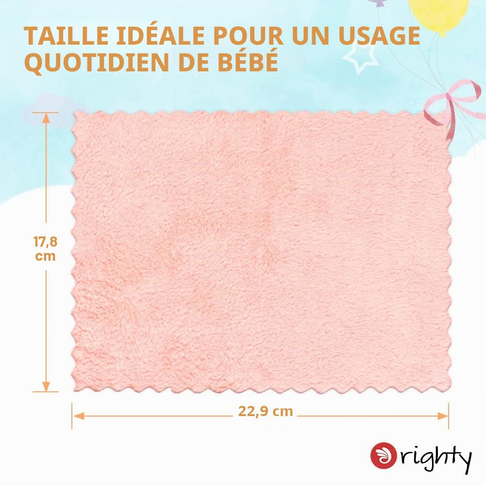 Orighty Lot de 50 serviettes de bain pour bébé en microfibre polaire corail, douces et absorbantes pour nouveau-né, pour peau sensible du visage, des mains et du corps, 17,8 x 22,9 cm