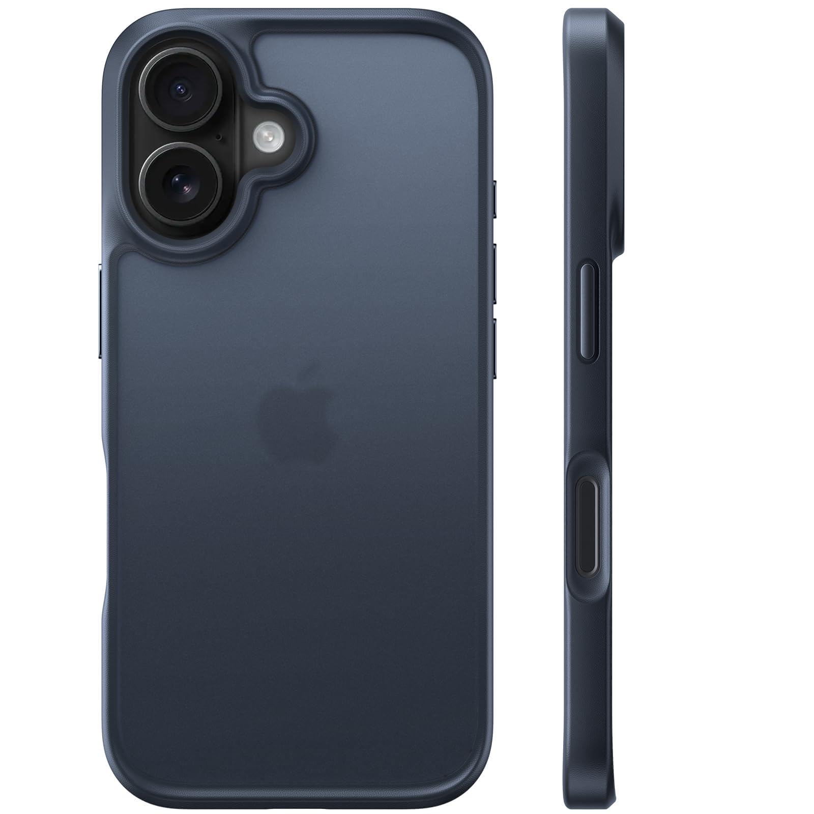 【3倍米軍MIL規格・マット仕上げ 】TORRAS iPhone 16 用 ケース 耐衝撃 半透明 マット質感 滑り止め 黄ばみ防止 米軍MIL規格 指紋防止 ストラップホール付き ボタン付属 6.1 インチ For あいふおん16ケース「Guardian Series」マット ブラック