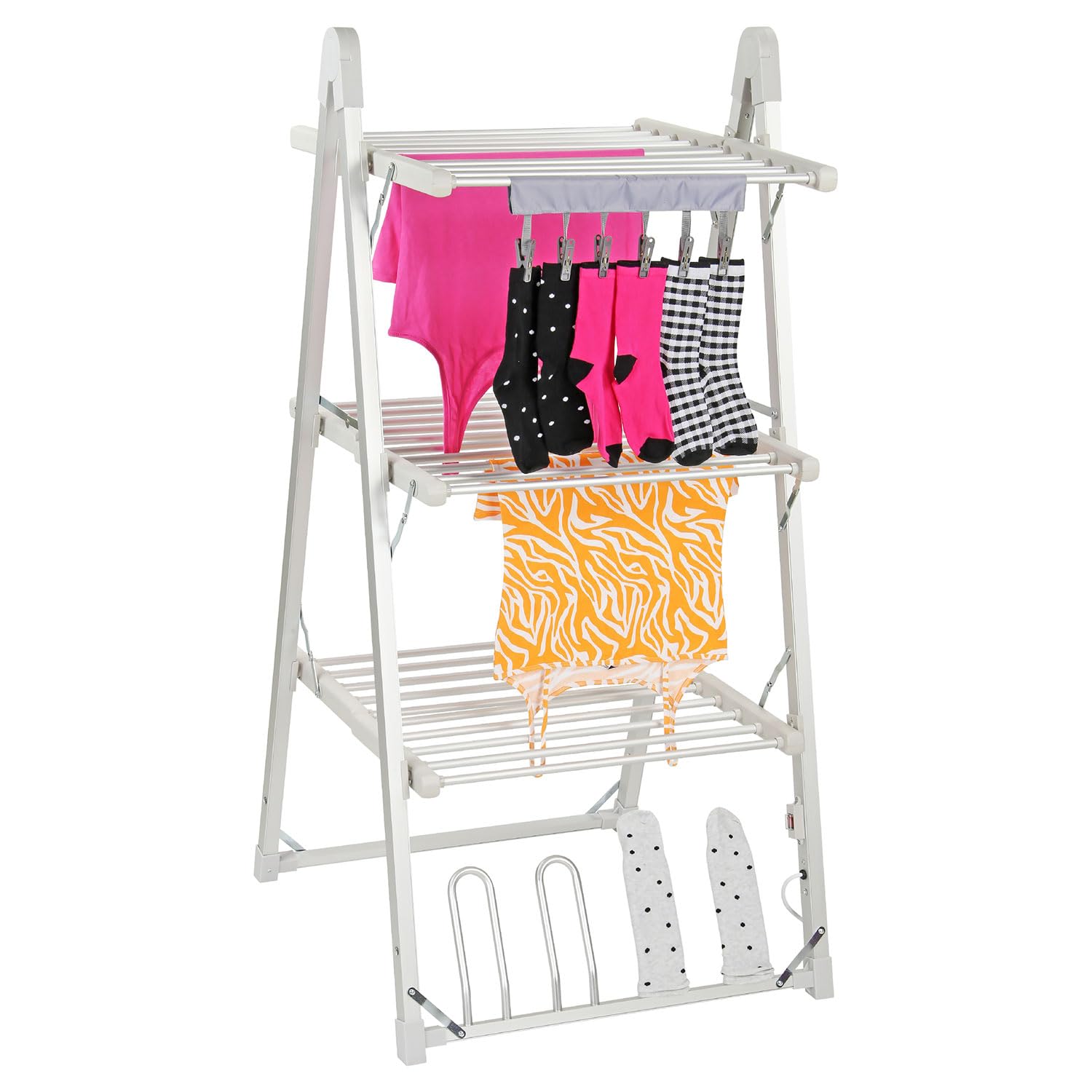Taylor & Brown 3 Tier A Frame Heated Clothes Airer | Folding Aluminium Clothes Drying Rack | Electric Laundry Drying Horse Rack | 330W Energy Efficient 30 Rails, 135cm, 17.5m Drying Space