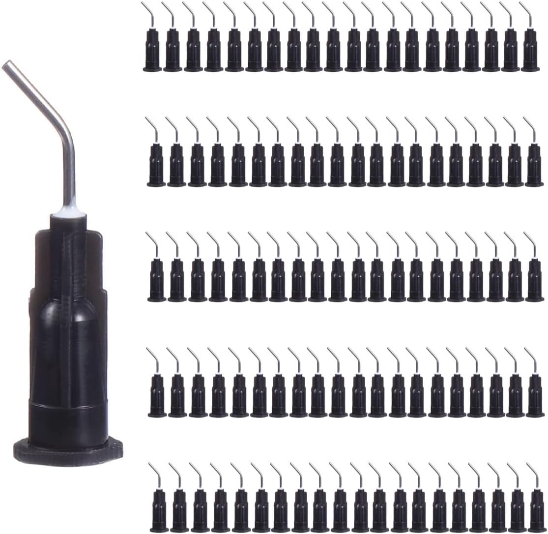Blunt Tip Needles, 100pcs 20G Black Vent Dispensing Tips Flow Dispense Needle Tips Disposable Dental Cleaning Solution Needle Tips for Oil or Glue Applicators