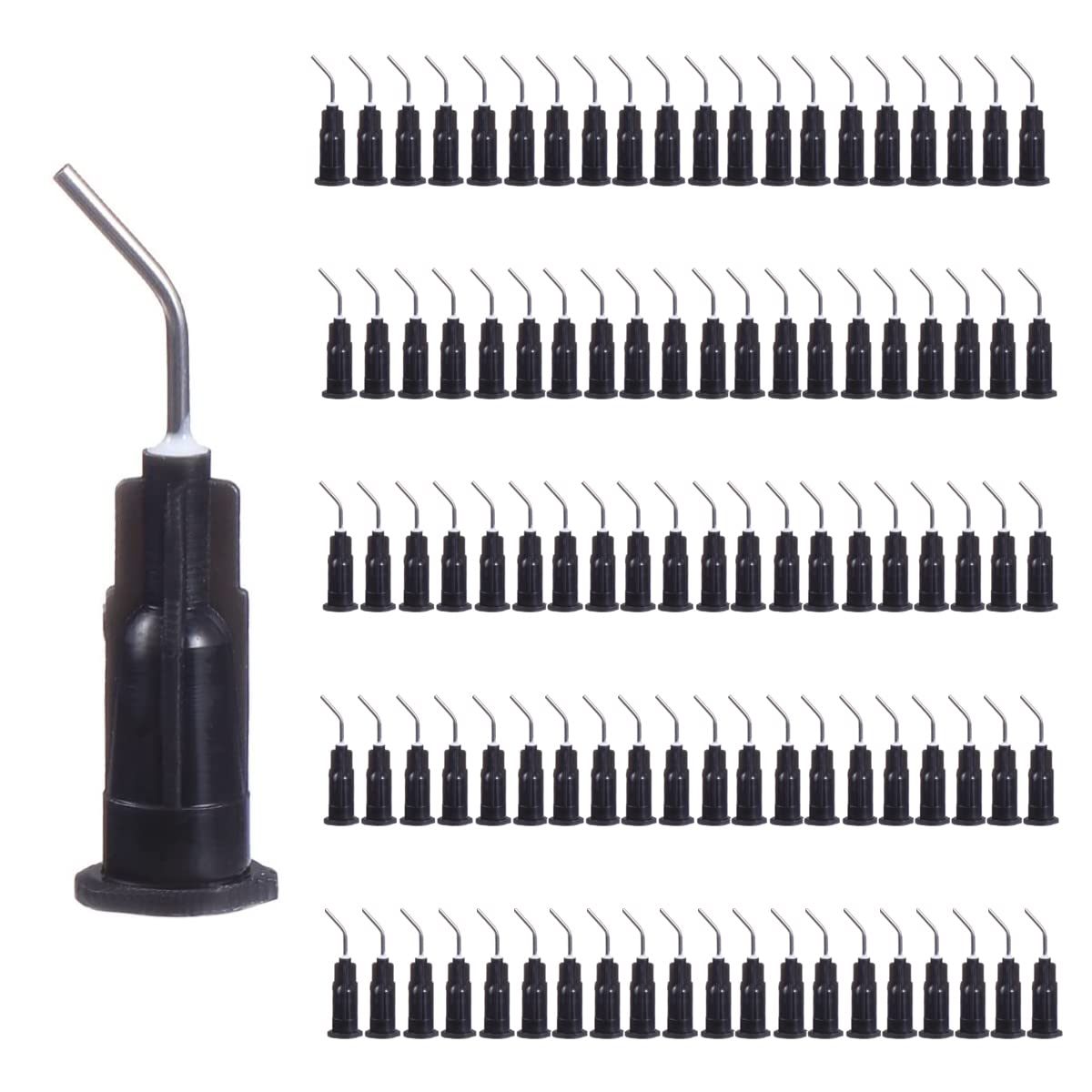 Blunt Tip Needles, 100pcs 20G Black Vent Dispensing Tips Flow Dispense Needle Tips Disposable Dental Cleaning Solution Needle Tips for Oil or Glue Applicators