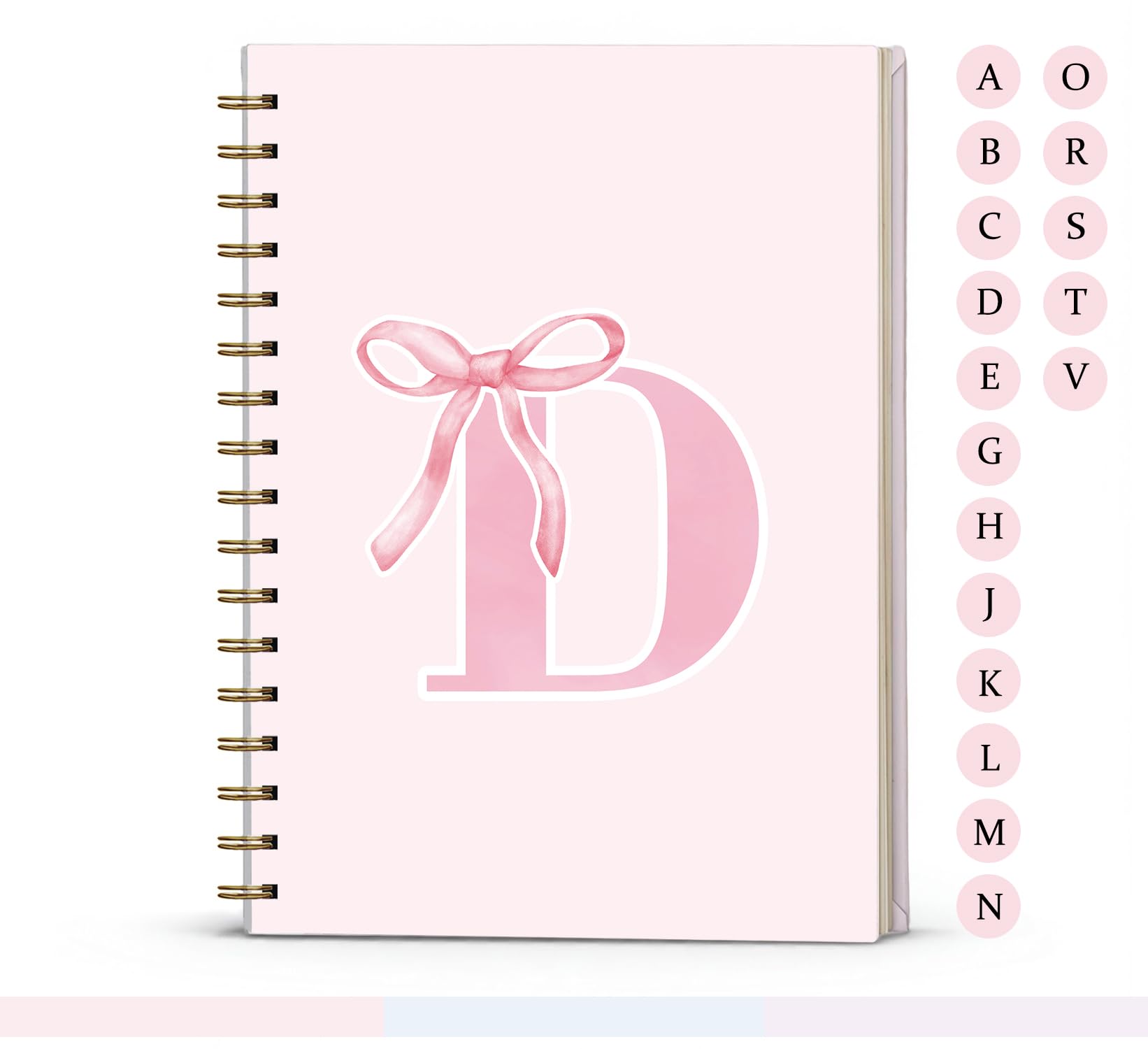 foedor Pink Bow Journal Notebook for Girls,Initial D Journals Personalized Diary Gifts for Teen Girl Kids,Monogrammed Gifts for Women,Trendy Coquette