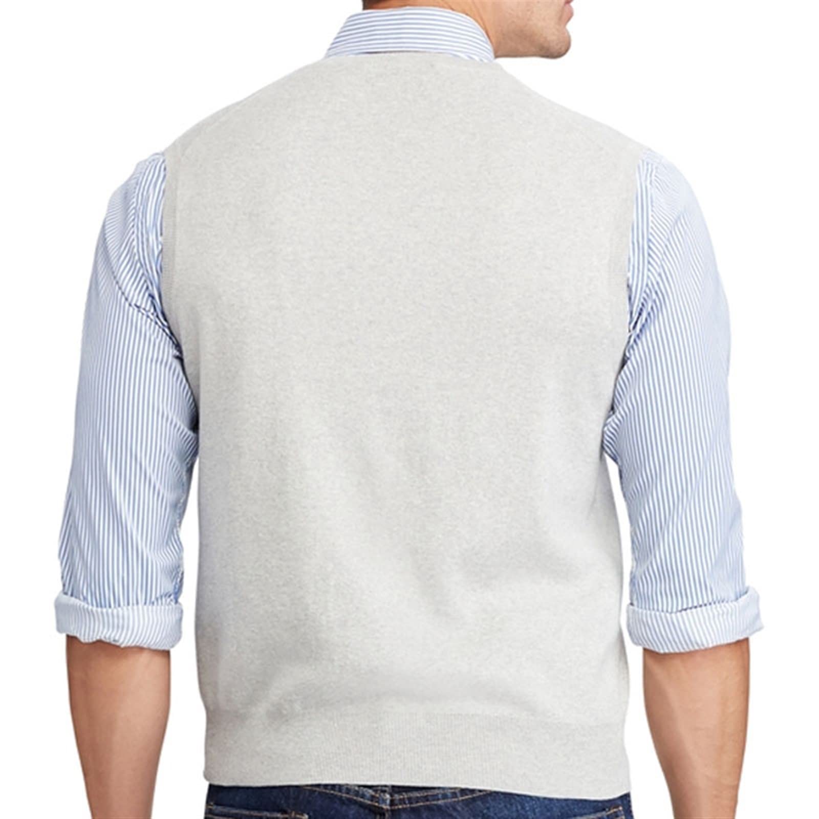 Heren Trui Trui Tank Top V-hals Slanke Gebreide Patronen Mouwloos Vest Casual Mannen Kleding, Donkerblauw, M
