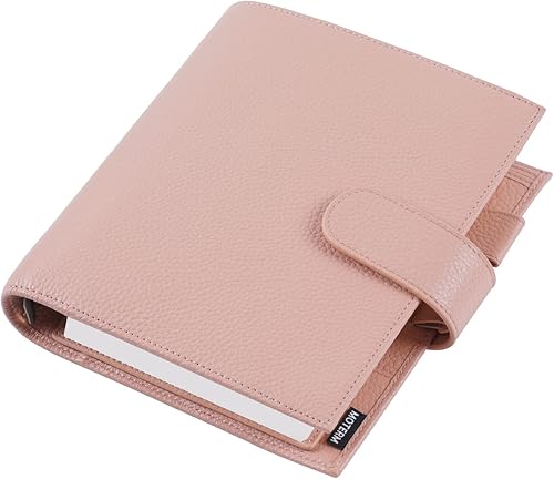 Miniatura 8 de Moterm Agenda de anillos de lujo personal - Organizador de carpetas de cuero genuino (Pebble-Taupe, anillo de 1.181in)