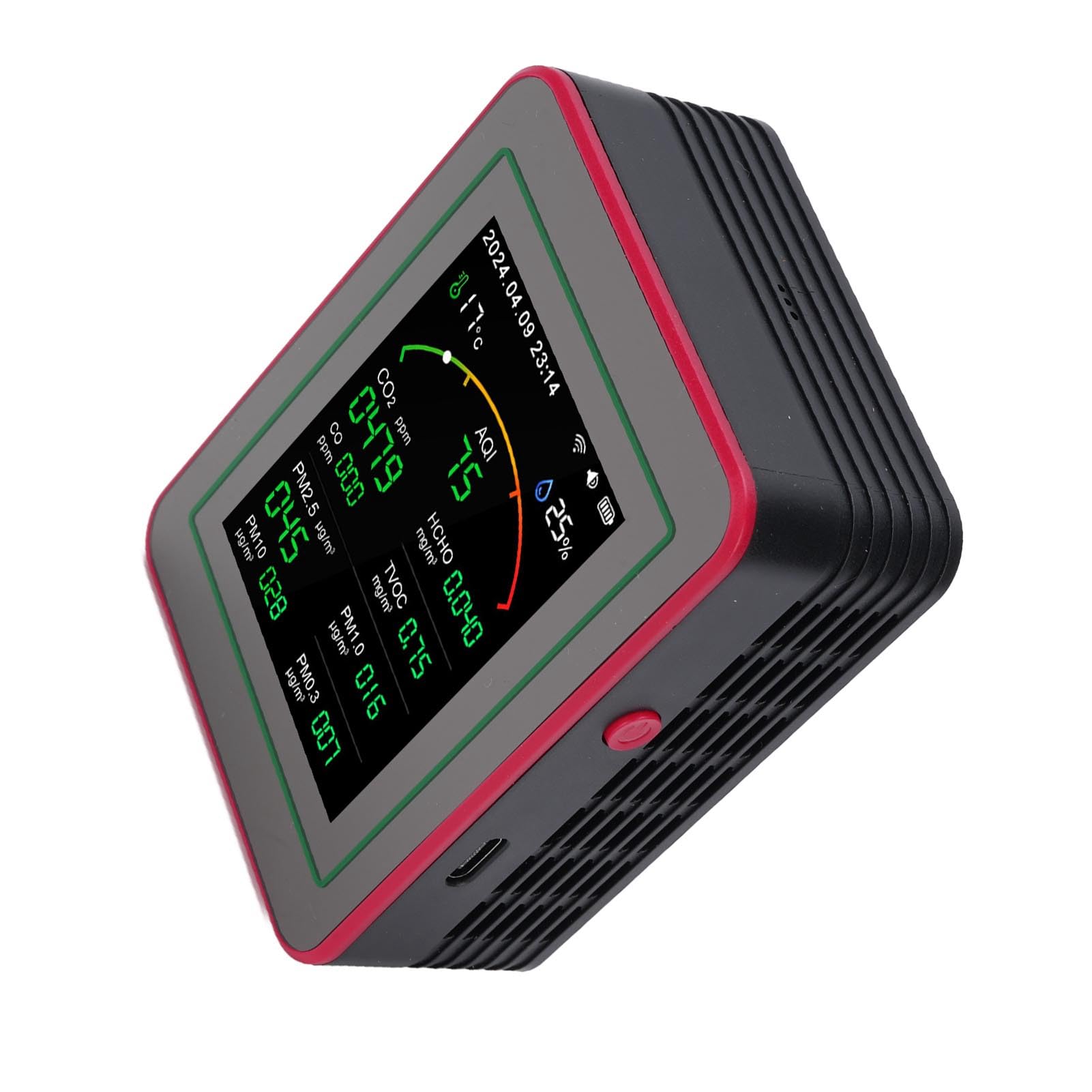 Yunseity Tester della qualità dell'aria Monitor WIFI 15 in 1 per CO2, PM2.5, HCHO, TVOC e umidità con Display HD da 2,8 Pollici, Batteria Ricaricabile da 2000 MAh e App Mobile (#1)