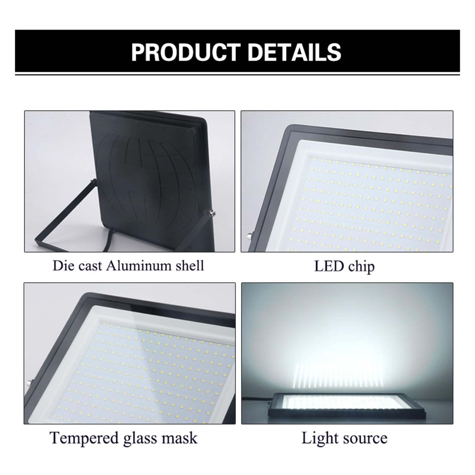 LED Strahler Außen, 300 W LED-Flutlicht, Außenstrahler, Gehärtetes, Flutlichter, IP66, Wasserdichter LED-Projektor, 200 W, 150 W, 100 W, Wandleuchte(300W)
