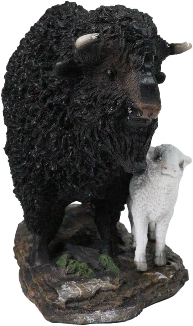 Ebros Gift Native American Bison Buffalo Father with White Calf Decorative Figurine Hand Painted Multi Colors 8.5" Long Symbol of Abundance and Strength Animal Totem Spirit Home Accent Decor