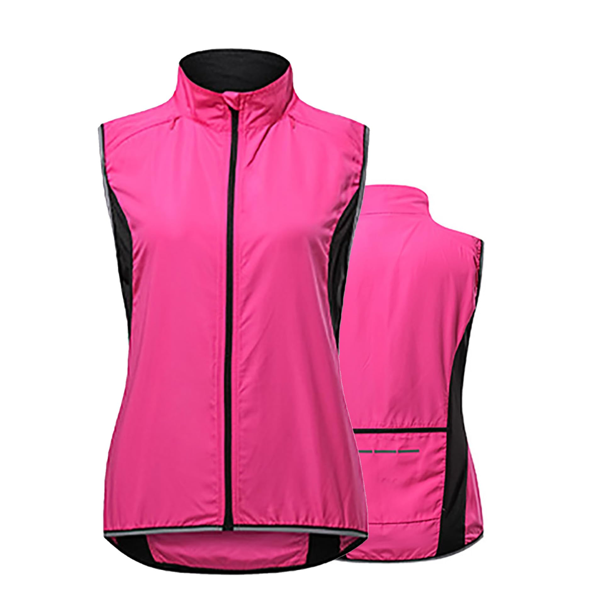 HARLSO Damen Fahrradweste, leicht, atmungsaktiv, reflektierend, ärmellos, winddicht, sonnendicht, für Laufen, MTB, Wandern, Fitnessstudio, Reiten,Pink-XXL