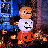 WBHome 6FT Halloween Inflatable Pumpkin Decor, Halloween Stakeable Pumpkin Blow Up Yard Decoration w