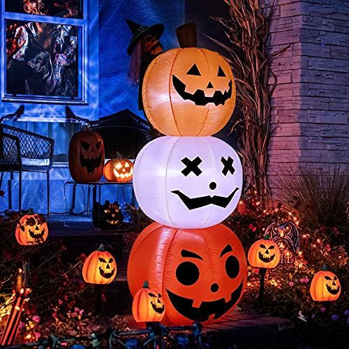 Wbhome 6Ft Halloween Inflatable Pumpkin Decor, Halloween Stakeable Pumpkin Blow Up Yard Decoration With Led Light For Lawn Home Party Indoor Outdoor #TOP20