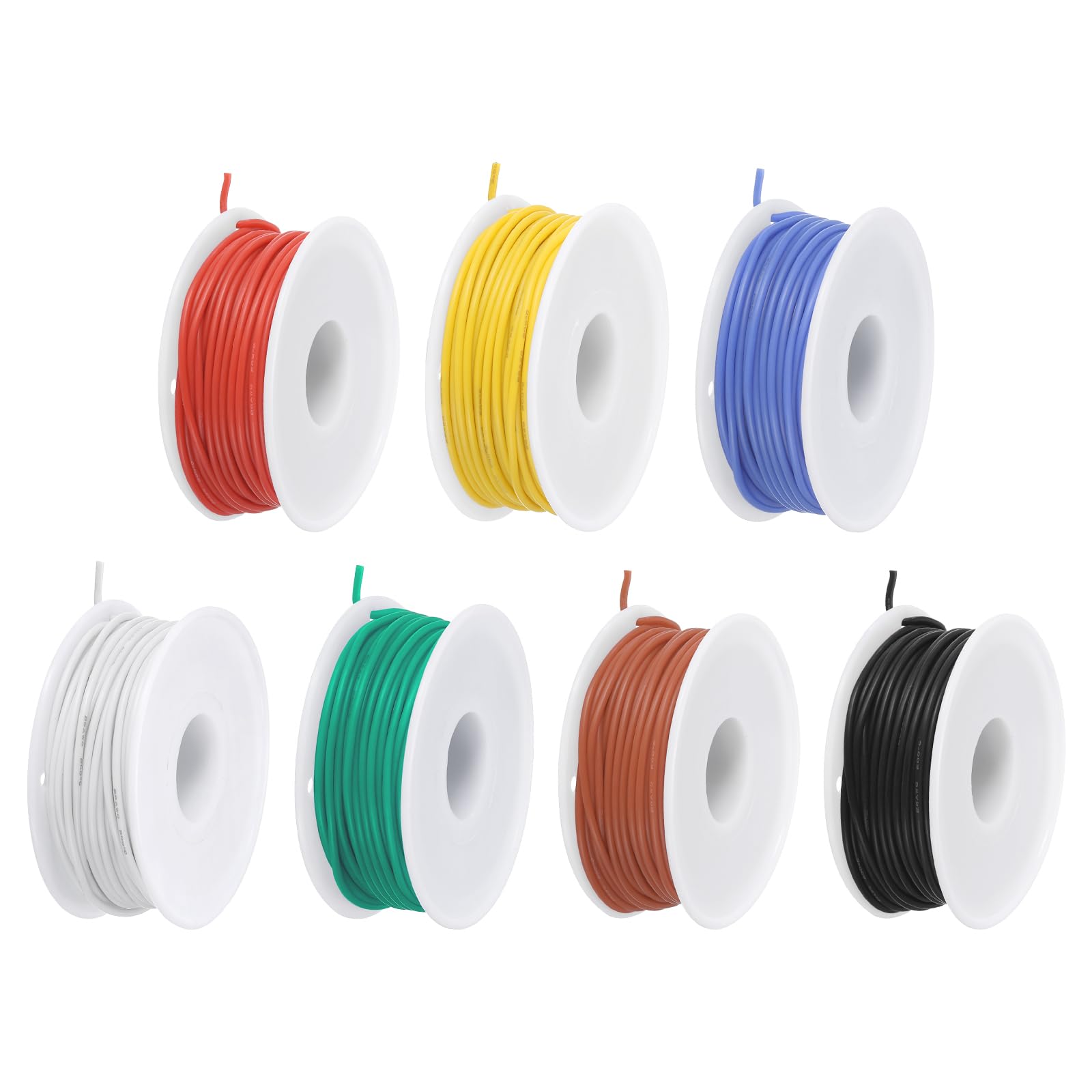 QUARKZMAN 24 spoorbreedte siliconen draad, 24 AWG, elektrische draad, draadgeleider, flexibel vertind koperdraad, hoge temperatuur haakdraad, spoel 7 kleuren, 15 m, voor auto model elektrische