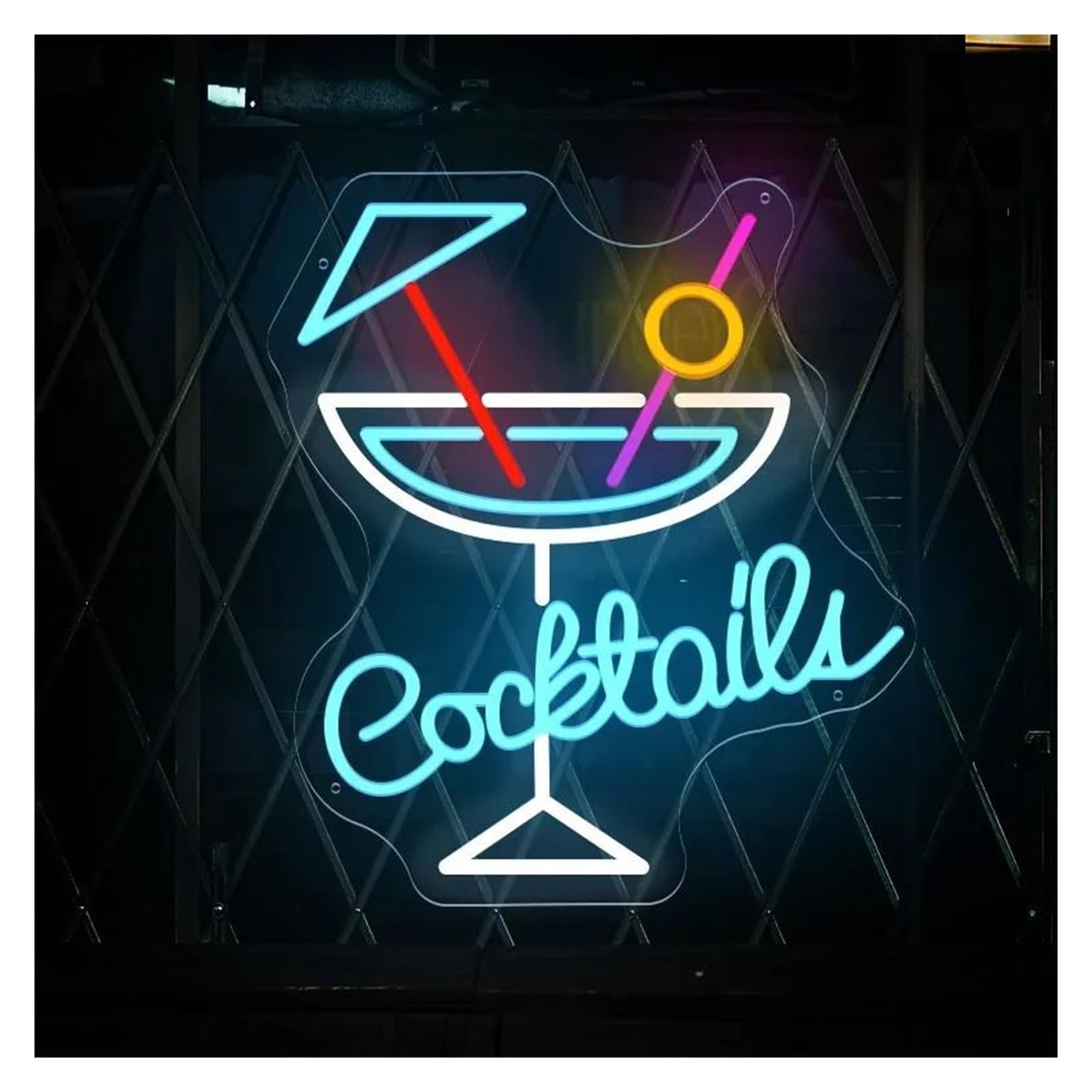 Insegna luminosa al neon Cocktail per luci al per neon Acrilico per insegne per per alimentazione per USB, luminosità regolabile Bevande per per Adatto per arredamento negozio 37cmx42cm